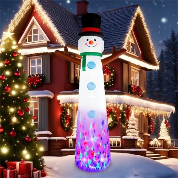 Amazon.com: B&D 12FT Giant Christmas Inflatables Snowman  12ft Christmas Snowman Inflatable Outdoor Decoration Yard Built-in LED Lights